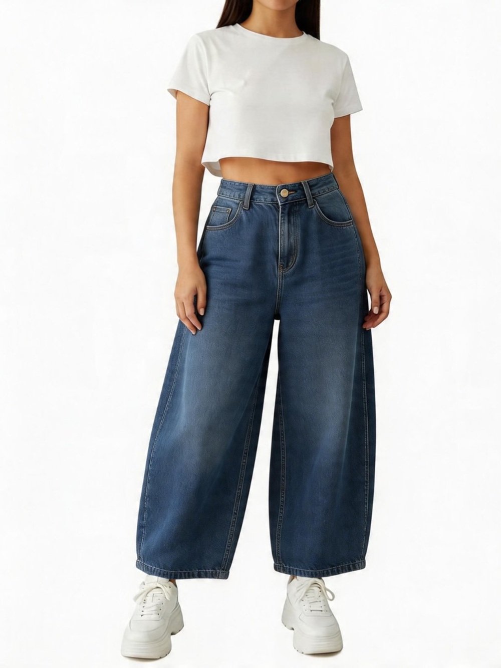 Baggy Barrel Leg Jeans Elastic Waist 2xl Y2K, Streetwear